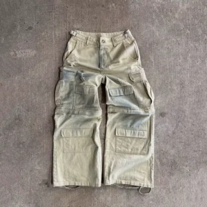 Men’s Baggy 400gsm 100% Cotton Denim Jeans, Washed, Printed, Loose Wide-Leg