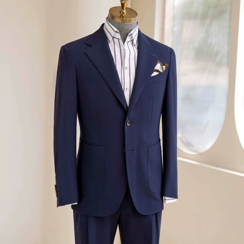 Men's Bespoke Plus Size Wedding Suit 100% Wool 120-150' Super British Fabric Single Breasted Anti-Wrinkle