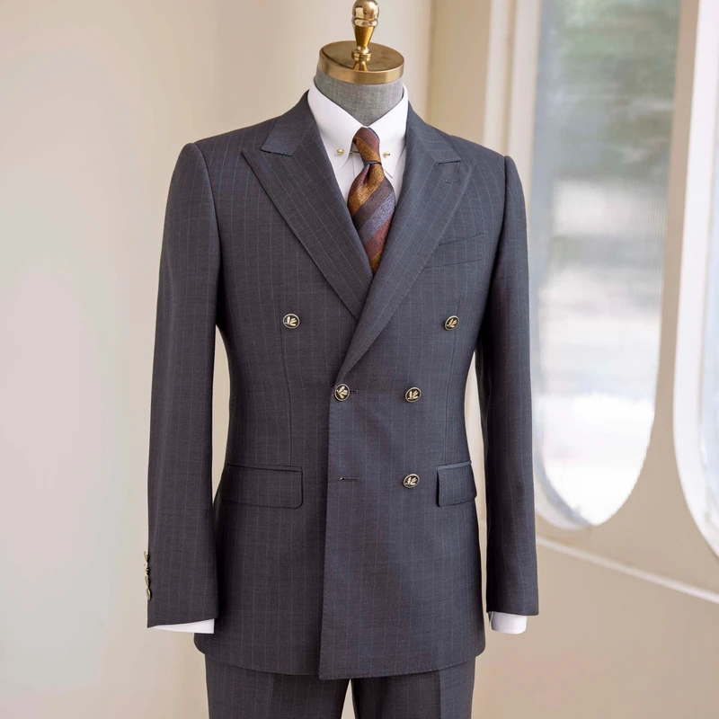 Men's Bespoke Plus Size Wedding Suit 100% Wool 120-150 Super British Fabric Single Breasted Pant Coat Design
