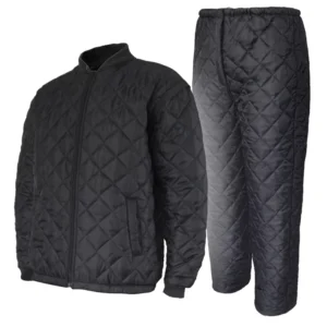 Men’s Black Taffeta Freezer Jacket Custom Polyester Insulated Quilted Two Piece Workwear Thermal Padded Pijama