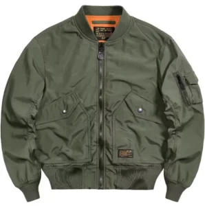 Men’s Bomber Jacket American Style Vintage Patchwork MA-1 Pilot Canvas Washed Zipper