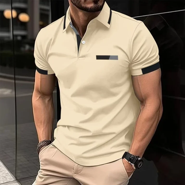 Mens-Casual-Polo-Shirts-Chest-Pocket-Lapel-Collar-Button-Business-T-Shirts-Summer-Tops