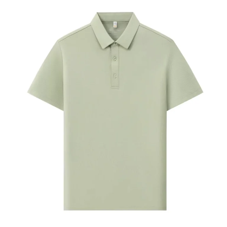 Mens-Casual-Short-Sleeved-Polo-Shirt-Loose-Fit-Seamless-Business-T-Shirt-Solid-Pattern-Jersey-Knitted-Fabric