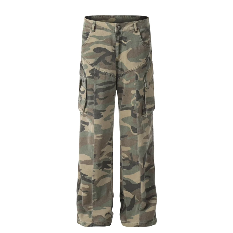 Men's Casual Utility Pants, Multi-Pocket, Camouflage Pattern