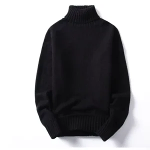 Men’s Casual Winter Turtleneck Wool Sweater Diamond Pattern Pullover