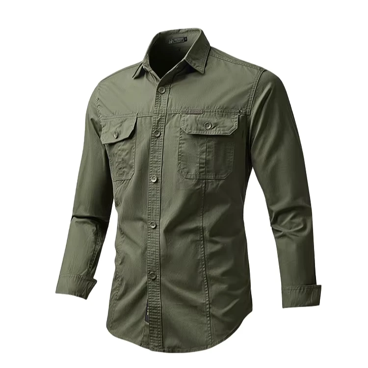 Mens-Casual-Work-Shirt-Plus-Size-Long-Sleeve-100-Cotton-Anti-Wrinkle-Quick-Dry-Breathable-Eco-Friendly-Autumn-M-5XL