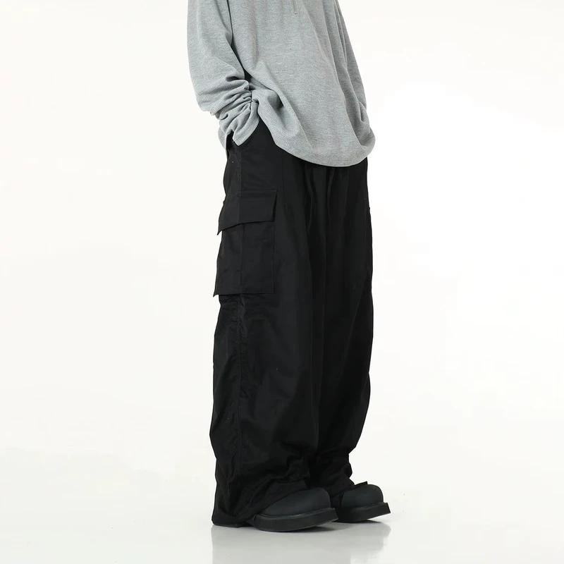 Men's Chino Cargo Pants, Mid-Waist, Baggy Washed Fit, Flat Front