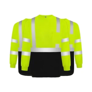 Men’s Class 3 Hi Vis Long Sleeve Work Shirts ANSI Yellow Durable Dirt Resistant Construction Surveyors Meets Hi Vis