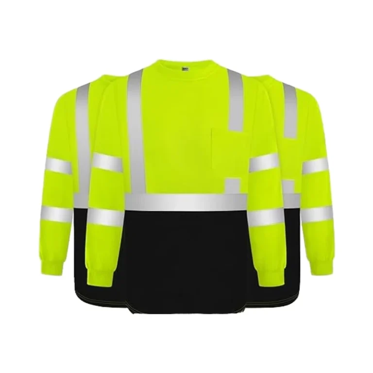 Mens-Class-3-Hi-Vis-Long-Sleeve-Work-Shirts-ANSI-Yellow-Durable-Dirt-Resistant-Construction-Surveyors-Meets-Hi-Vis