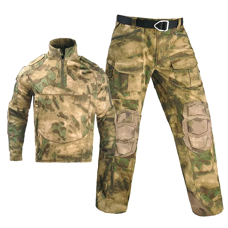 Men's Combat Tactical Gorka Uniform Set, Green, Blue, and Black Camouflage