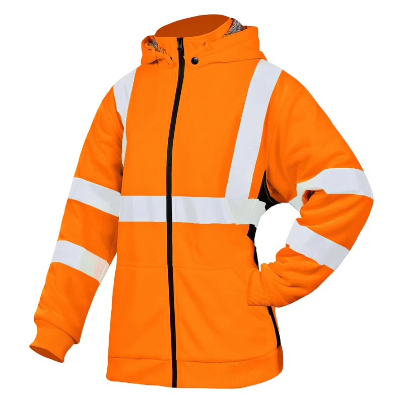 Men's Comfortable Polyester Cotton Workwear Jackets Hi-Vis Safety Sweatshirt Customizable Logo Reflective Safety Clothing