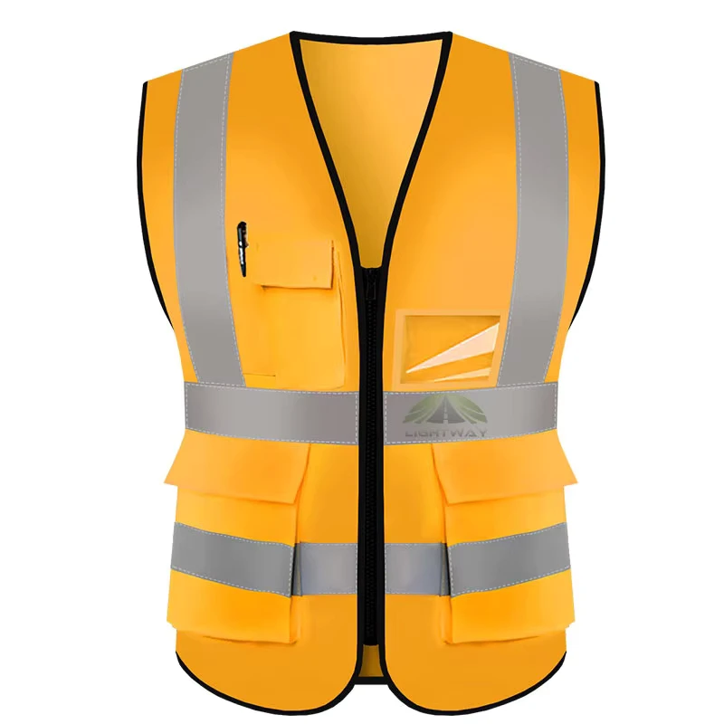 Men's Construction High-Visibility Reflective Safety Vest, Yellow