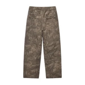 Men’s Cotton Fleece Casual Pants, Straight-Leg, Mid-Waist, Zipper Fly