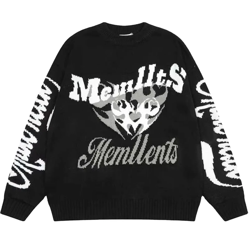 Men's Cotton Jacquard Knit Sweater Casual Winter Crew Neck Pullover