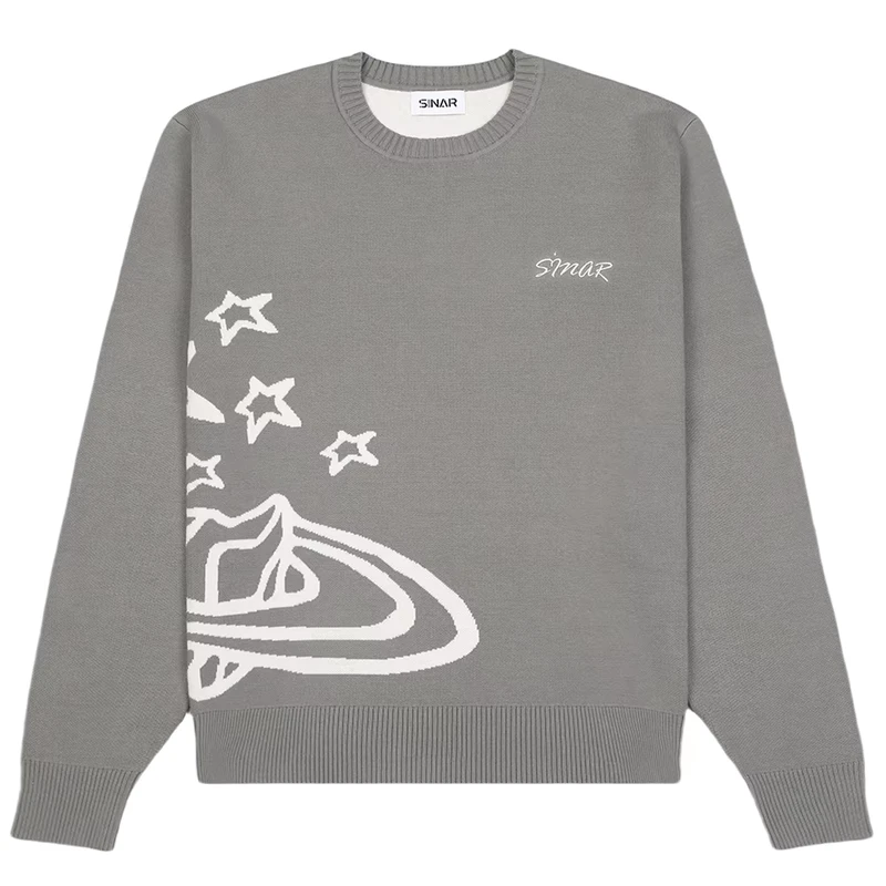 Men's Cotton Jacquard Knit Sweater Winter Crew Neck Casual Pullover