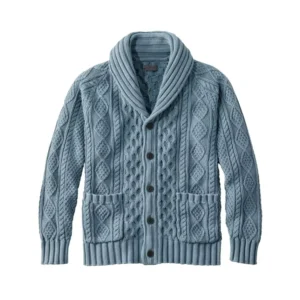 Men’s Cotton Knitted Fisherman Cardigan Sweater Button Custom Logo Design Shawl Collar Long Sleeve Winter Coat OEM ODM
