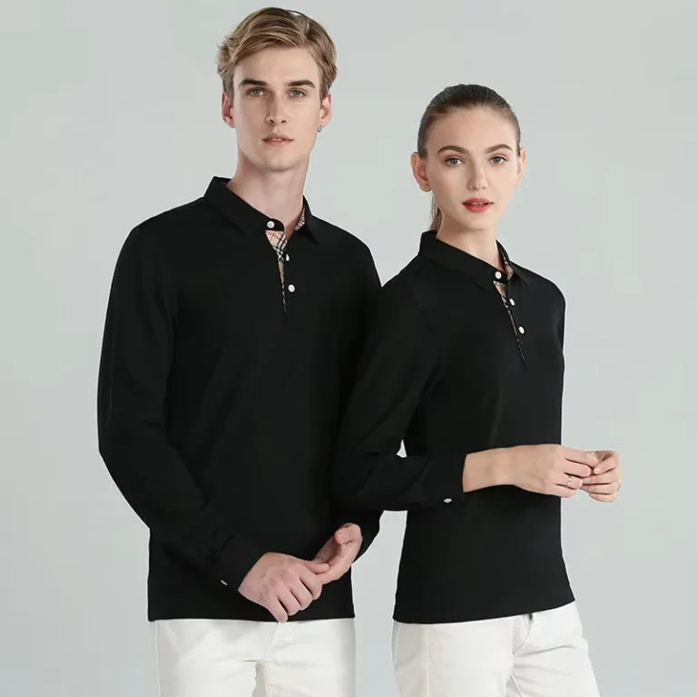 Mens-Cotton-Knitted-T-Shirt-Heat-Transfer-Printed-Logo-Solid-Pattern-Long-Sleeve-Casual-Polos-Size-XL
