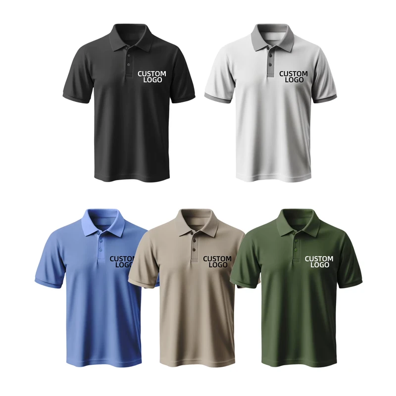 Men's Cotton Polo Golf Work Shirt with Embroidery