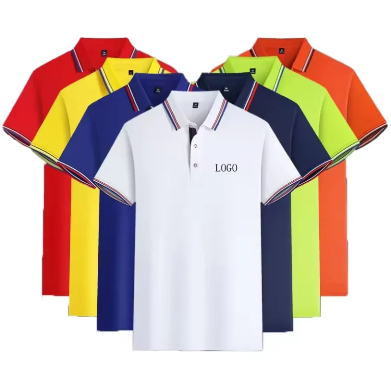 Mens-Cotton-Quick-Dry-Short-Sleeve-Golf-Polo-Shirt-Solid-Pattern
