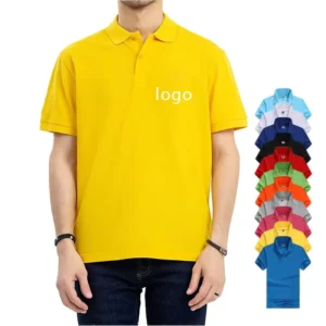 Men’s Cotton Slim Fit Golf Polo Shirt Multicolor Embroidery Work Collar