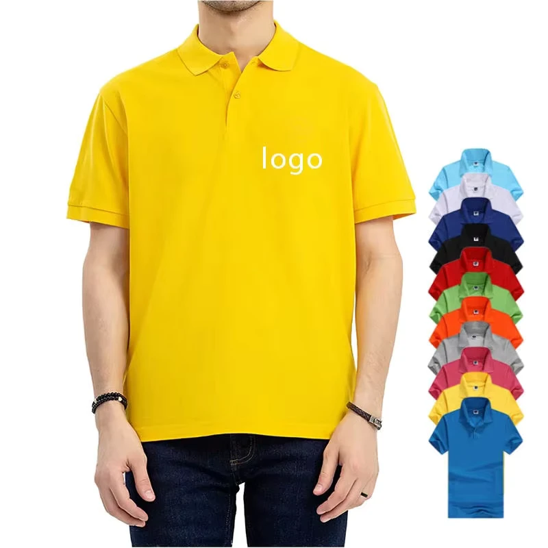 Men's Cotton Slim Fit Golf Polo Shirt Multicolor Embroidery Work Collar