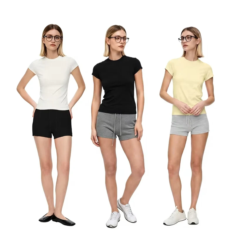 Men's Cotton Spandex High-Stretch Soft Solid T-Shirt and Shorts Set