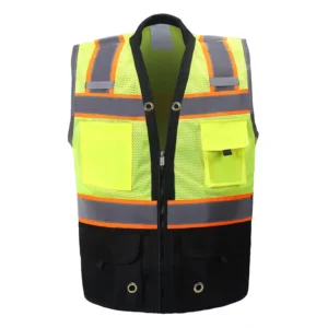 Men’s Custom High Visibility Reflective Work Vest with Multi Pockets Safety Clothing Workwear