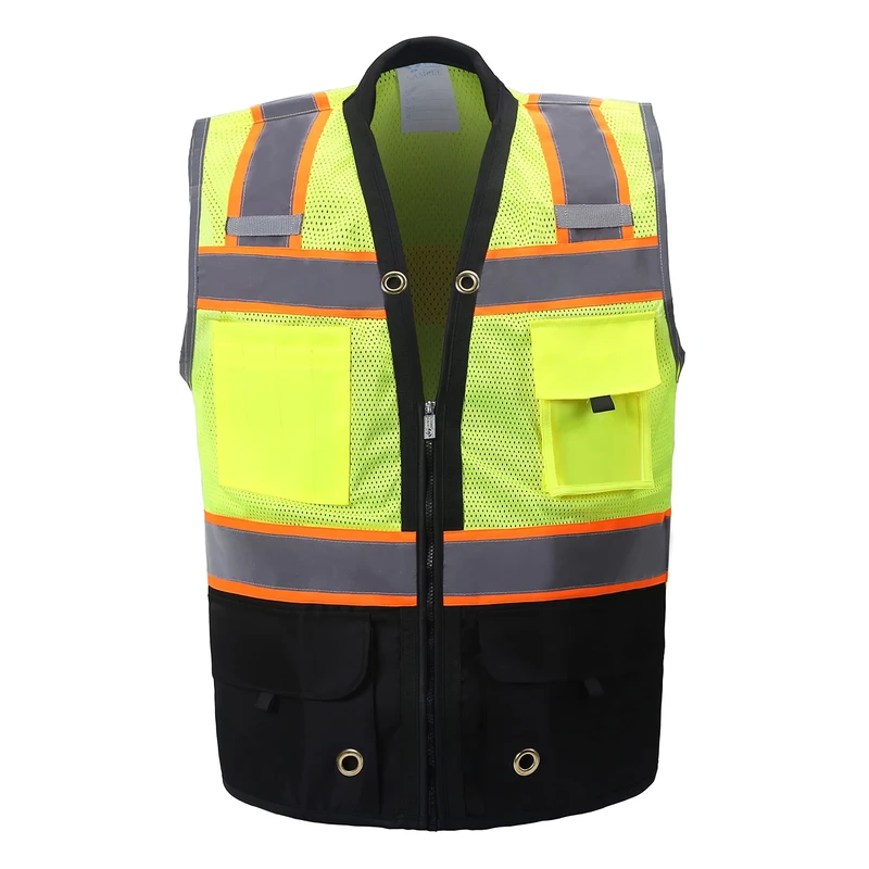 Men's Custom High Visibility Reflective Work Vest with Multi Pockets Safety Clothing Workwear