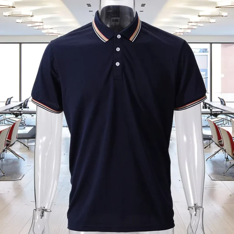 Mens-Custom-Summer-Polo-T-Shirt-High-Knit-Silk-Fabric-Solid-3D-Print-Business-Casual-Lapel-Buttoned-Golf-Shirt