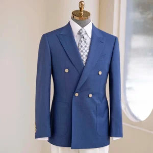 Men’s Custom Wedding Suit High Quality Wool Fabric Double Breasted V Neck Collar Plus Size Design Bespoke Blazers