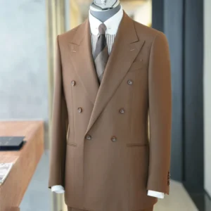 Men’s Customizable Business Suit Plus Size 2-Piece Set Single Breasted Slim Fit Woolen Fabric Patch Pocket Zipper Fly Breathable