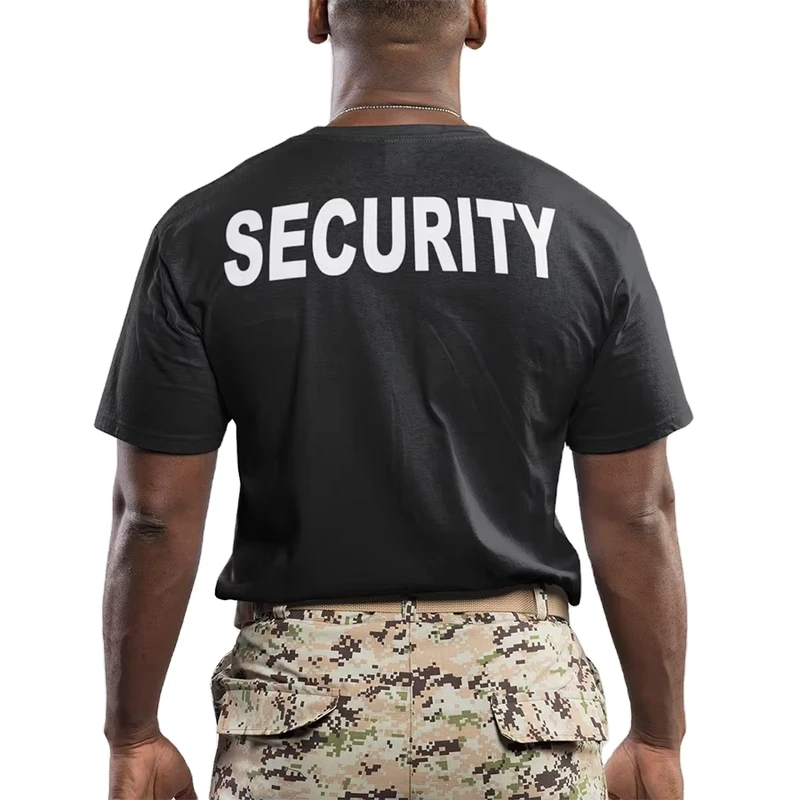 Men's Department Security T Shirt Safety Guard Cool Cotton Hipster Casual Printed Tops Shirt for Men