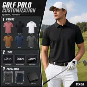Men’s Dry Fit Polyester Spandex Golf Shirts Moisture Wicking Short Sleeve Breathable Logo Embroidery Custom Polo Shirt