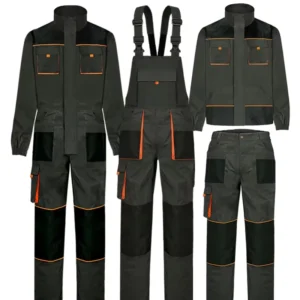 Men’s Durable Industry Work Clothes Construction Workwear Bib Pants with Multi Pockets Breathable COTTON Material