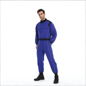 Men’s Elastic Waist Mechanic Coverall Multi-Pocket Reflective Work Jumpsuit for Auto Repair Racing Industrial Maintenance