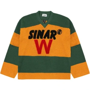 Men’s Embroidered Patch Knit Sweater Winter Casual Pullover Crochet Hockey Jersey