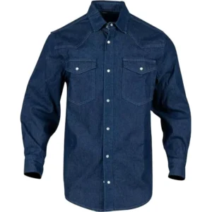 Men’s FR Flame Resistant Denim Classic Work Shirt Mid weight Cotton Fire Retardant Safety Welding Shirts