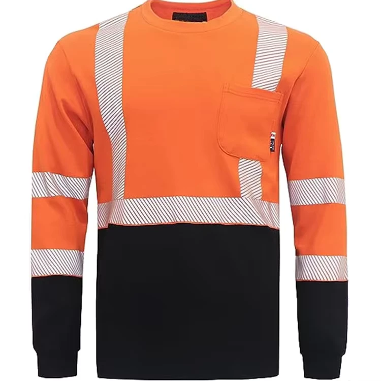 Mens-FR-High-Vis-Safety-T-Shirts-Fire-Retardant-Knit-Fabric-Color-Matching-Reflective-Stripe-7oz-EN11612-NFPA2112-Certified