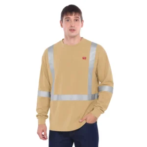 Men’s FR Work Shirt Custom Cotton Flame Retardant Reflective Strip Uniform Wear for Safety