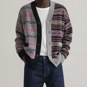 Men’s Fashion Designed Long Sleeve Knitted Wool Cardigan Sweater Loose V Neck Front Pocket Quick Dry Anti Wrinkle for Autumn