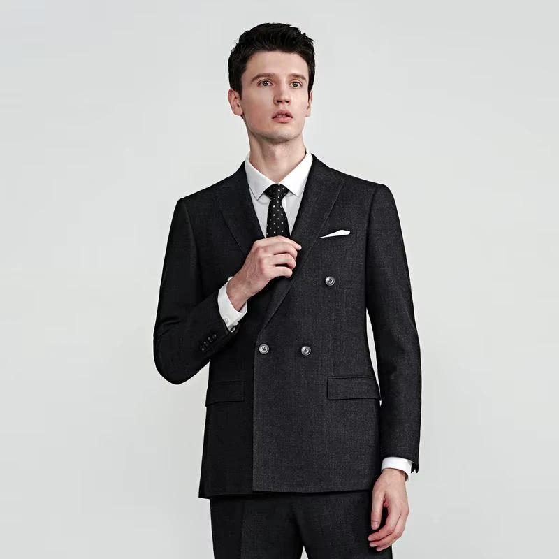 Men's Fashion Two Piece Woolen Suit Best Man Groom Tuxedos for Wedding Banquet Prom Business Events Party Blazer