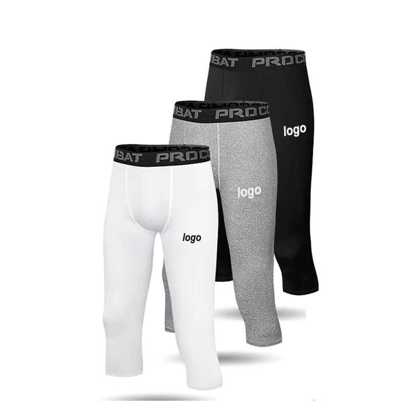 Men's Fitness Running Training Tight Quick-Drying Sweat-Wicking Breathable Elastic Capri Compression Pants