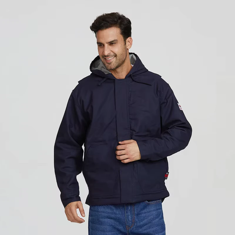 Men's Fr Jacket Insulated Flame Resistant Jacket Welding Coat Work Outwear