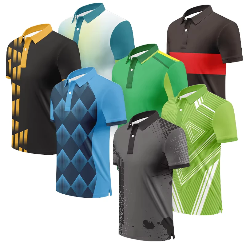 Men's Geometric Graphic Polo Shirt Sublimation Printed Turn-Down Collar Tennis Shirt