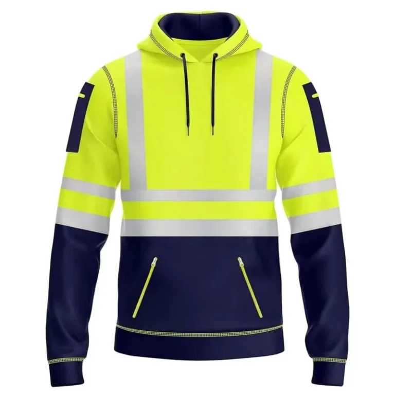 Mens-Green-Hi-Vis-Waterproof-Polyester-Hoodie-CLASS-3-Level-Hooded-Zippered-High-Visibility-Reflective-Safety-Jacket-for-Work