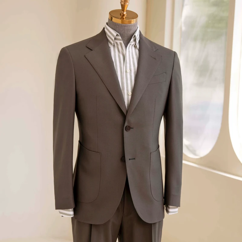 Men's Haute Couture Bespoke Plus Size Wedding Suit 100% Wool 120-150' Super British Fabric Single Breasted Anti-Wrinkle High