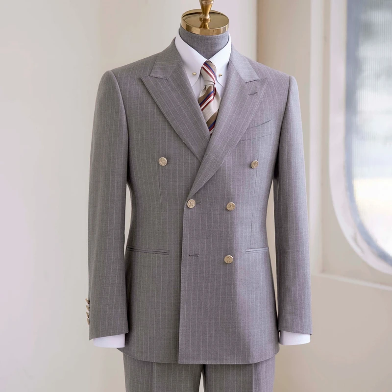 Men's Haute Couture Bespoke Plus Size Wedding Suit 100% Wool 120-150' Super British Fabric Single Breasted Waterproof Pant Coat