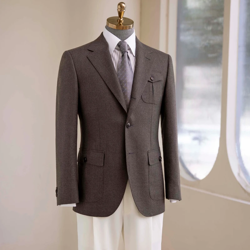 Men's Haute Couture Bespoke Plus Size Wedding Suit 100% Wool High Quality Super British Fabric Single Breasted Closure Pant Coat