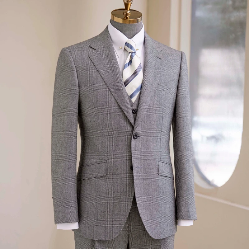Men's Haute Couture Bespoke Plus Size Wedding Suit 100% Wool Super British Fabric Anti Wrinkle Single Breasted Closure Pant Coat