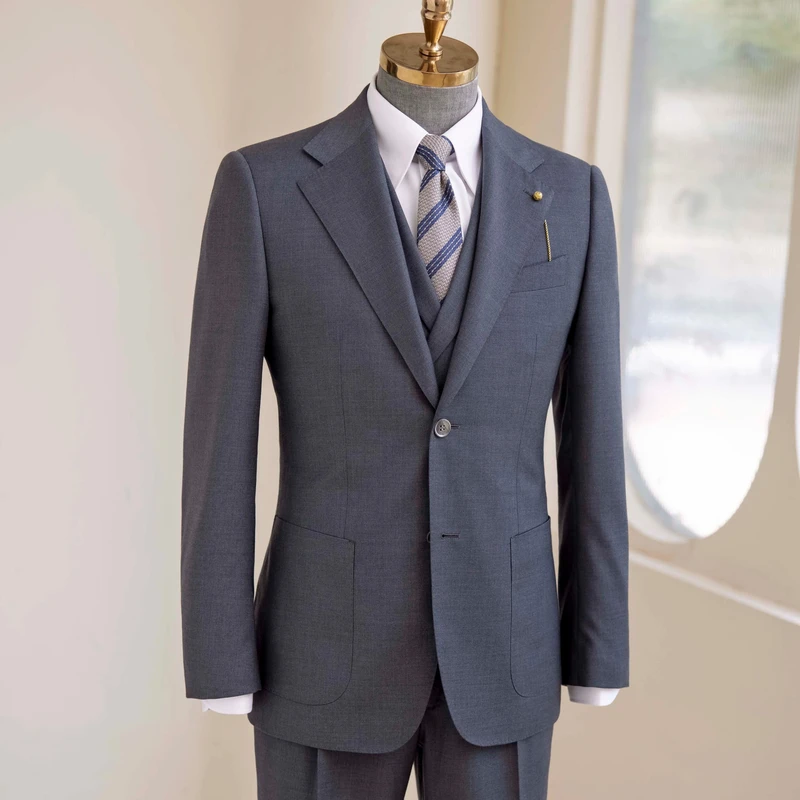 Men's Haute Couture Bespoke Wedding Suit 100% Wool Single Breasted High Quality 'Super British' Worsted Fabric 120-150' Pant